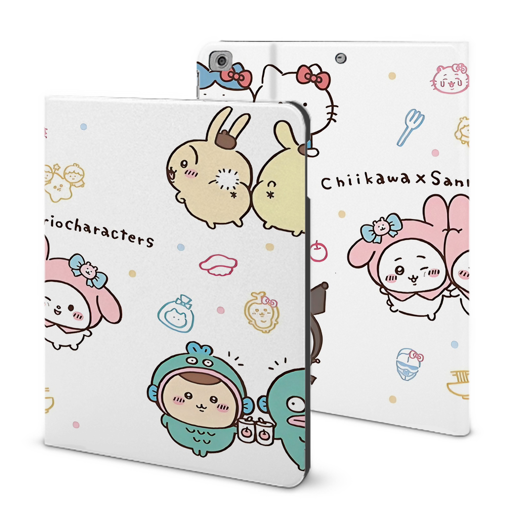 （画像用） ちいかわ Chii-kawa IPad ケース ブック型 PUレザー TPU 耐衝撃 軽量 薄型 ペン収納なし 全面保護 IPad 各モデル対応